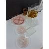 Image 3 : Pink Glass Platter, Assorted Tumblers, Bird Bath De-Icer - Untested
