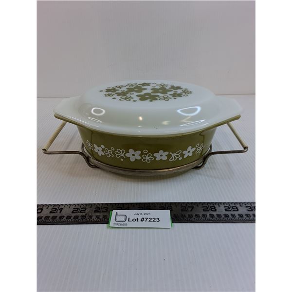 Vintage Pyrex "Spring Blossom" Casserole Dish with Serving Tray