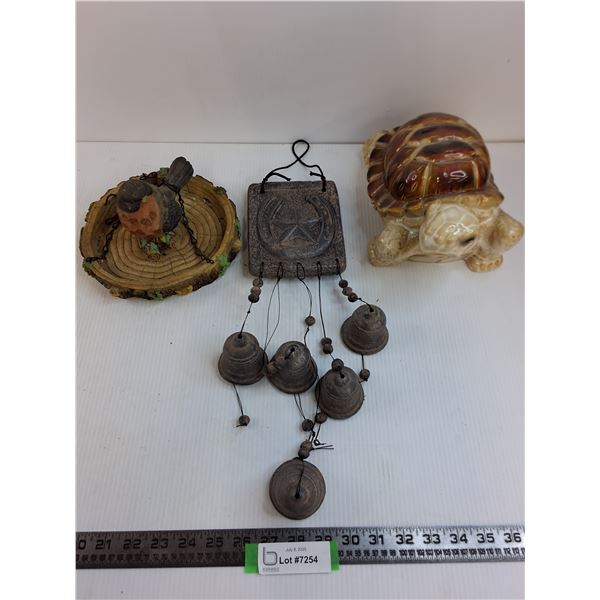 Garden Decor (Bird Feeder, Wind Chime, Ceramic Tortoise)