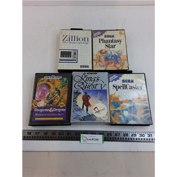 (5) Sega Genesis Game Cartridges - Cannot Authenticate