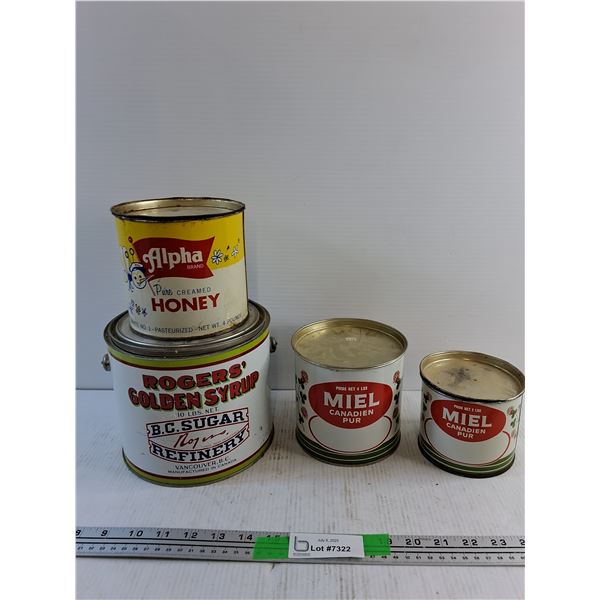 Various Vintage Tins - Alpha Brand, Rogers Golden Syrup and Canadian Honey