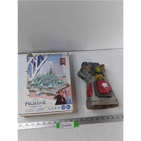 Frozen 2 Arendelle 3-D Castle, Plastic Infinity Gauntlet - As Is