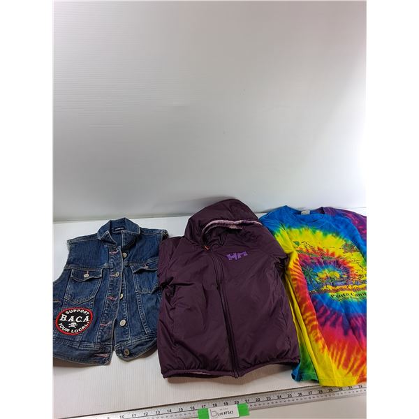 Denim Vest Size Child M, Winter Jacket Approx. Childs Small, T-Shirt Size L