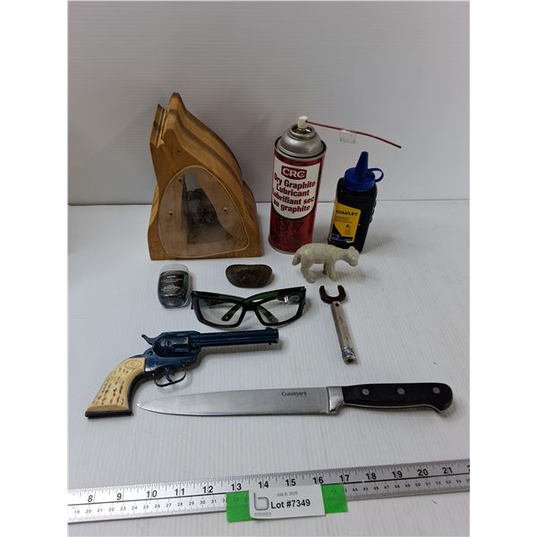 Assorted - Coin Bank, Dry Graphite Lubricant, Stanley Blue Marking Chalk, Misc - As Is CANNOT SHIP