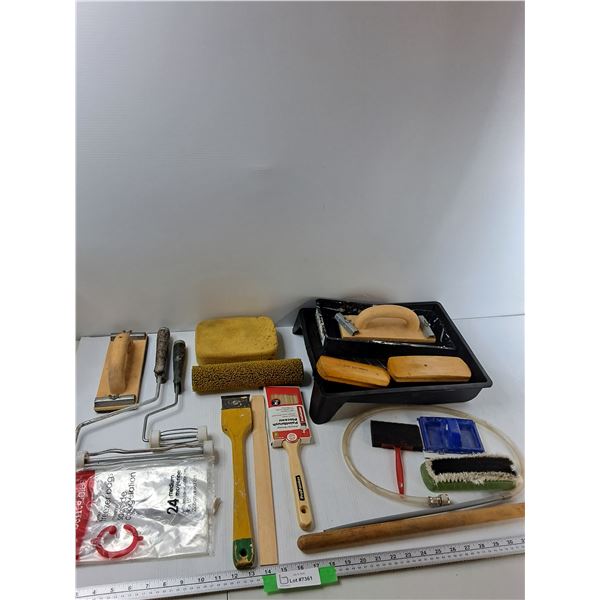 Assorted Painting Items - (2) Rollers, Paint Brush, Misc