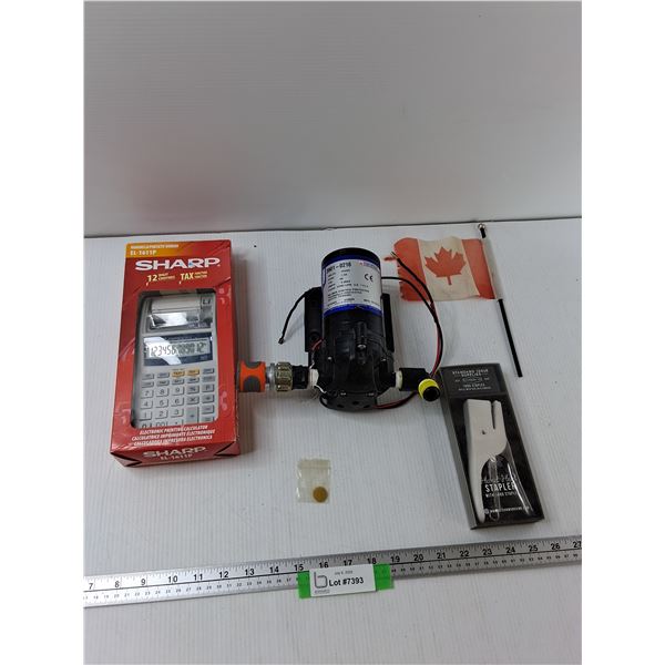 Assorted - Sharp Electronic Printing Calculator, SHURflo Pump, Stapler, Misc - As Is