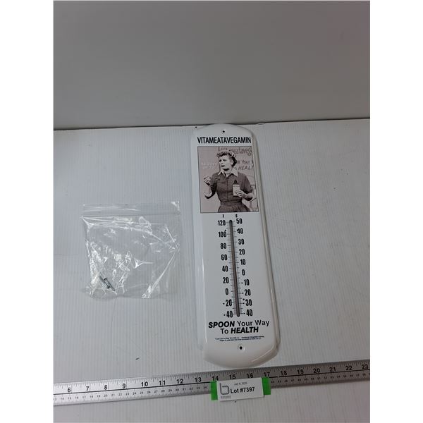 I Love Lucy Vitameatavegamin Metal Thermometer-  5'' x  17'' As Is