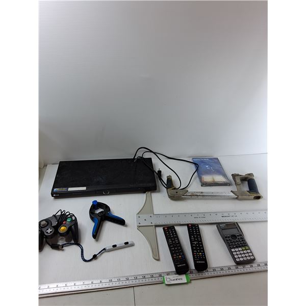 Assorted - (2) Remotes, LG DVD CD Player, Westcott T-Square, Misc - As Is