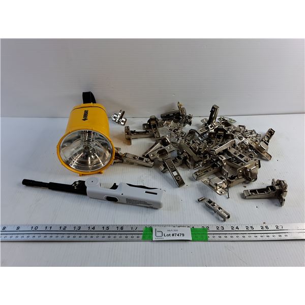 Eveready Flashlight, BBQ Lighter and (Approx 30) Blum Cabinet Hinges