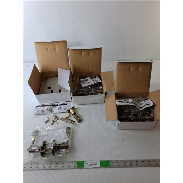 (3) Unbranded Door Lever Sets, NIB- Water Damaged Boxes