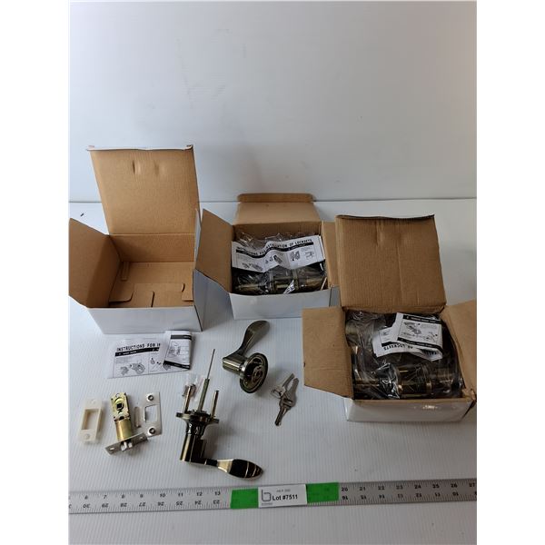 (3) Unbranded Door Lever Sets, NIB, 2 Boxes Water Damaged