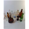 Image 2 : Plastic Crate 17" x 14.5" x x 10.5" & (22) Vintage Glass Bottles- A & W, Coca-Cola, 7Up, Misc