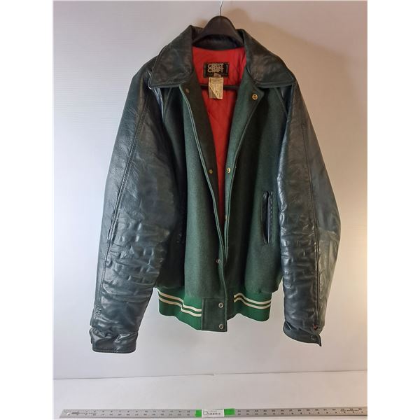 Vintage Men's Leather Style Jacket- 42 Tall