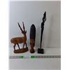 Image 1 : (3) Wood Tribal Figurines Up to 15" Tall