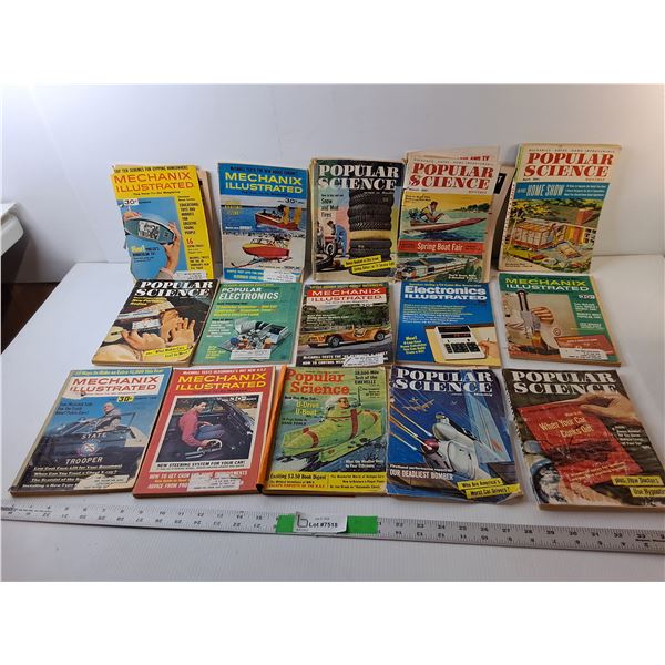 (15) Vintage Magazines- Mechanix Ilustrated, Popular Science, Popular Electronics, Misc.