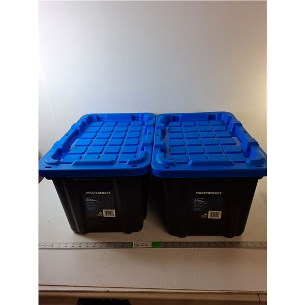 (2) Mastercraft Plastic Storage Totes with Lids - 22 5/8" x 14 1/2" x 12 7/8"  -  PICK UP