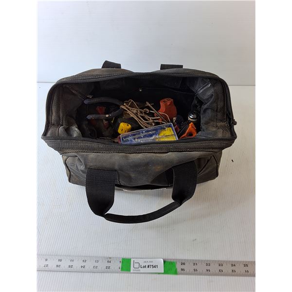 Craftsman Toolbag with Tools- Tape Measures, Ratchet Strap, Pliers, Misc.