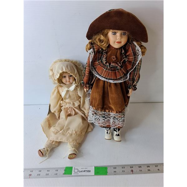 (2) Porcelain Dolls, Up to 16" Long