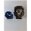 Image 2 : (2) Stone Decorative Masks with Stands, Up to 8" Tall