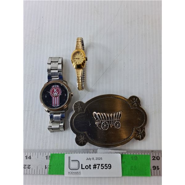 Wagon Belt Buckle & (2) Watches