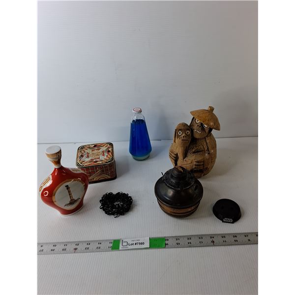 Lava Lamp, Coconut Coin Bank, Ceramic Incense Holder, Misc.