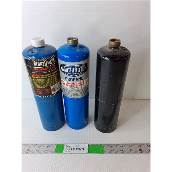 (3) Partially Full Propane Bottles,   -  CANNOT SHIP