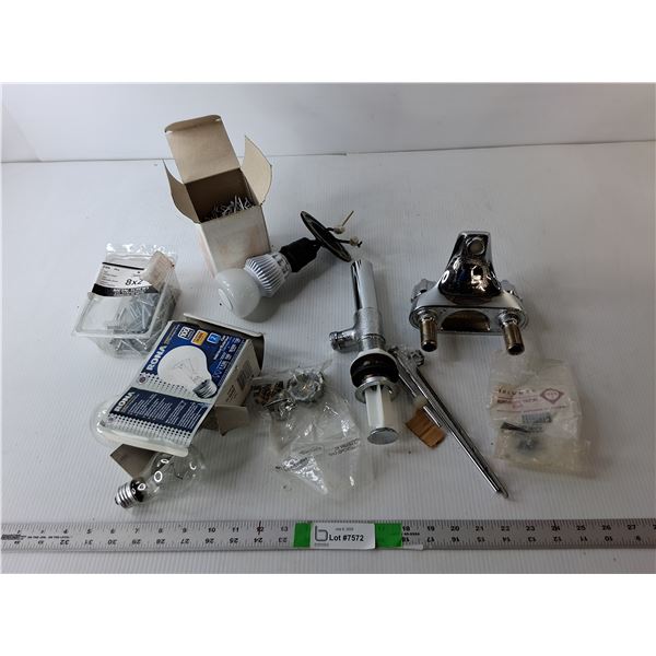 Bathroom Faucet Set, Screws & Nails, (2) Lightbulbs, Misc.