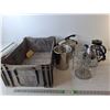Image 1 : Plastic Crate 24" x 15.75" x 10", Stainless Steel Lagostina Pressure Cooker, Coffee Pot & Tea Kettle