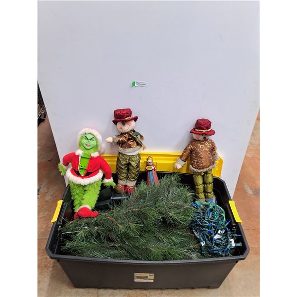 Christmas Lot - Christmas Tree, Christmas Decorations, Christmas Lights - As Is - Tote Is Cracked