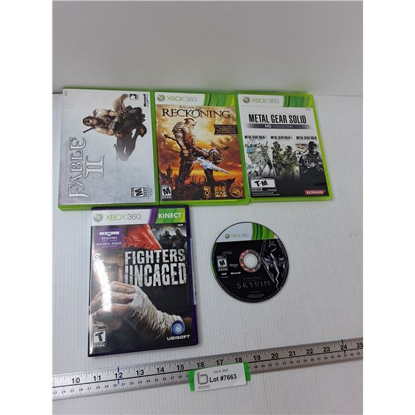 (5) Xbox Games - Metal Gear Solid, Fighters Uncaged, Fable 2, Misc