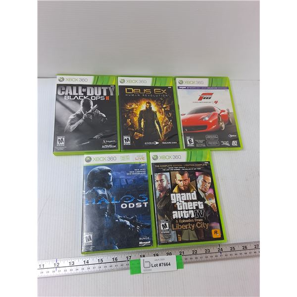 (5) Xbox 360 Games - Call of Duty Black Ops 2, Halo 3 ODST, Dues Ex, Misc