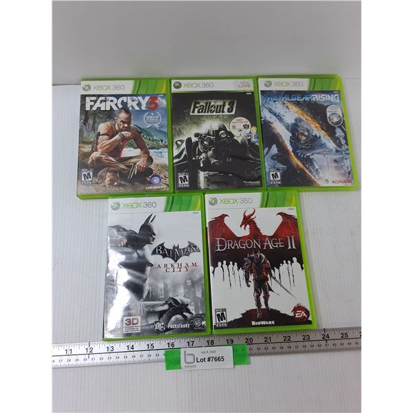 (5) Xbox 360 Games - Dragon Age 2, Farcry 3, Fallout 3, Misc