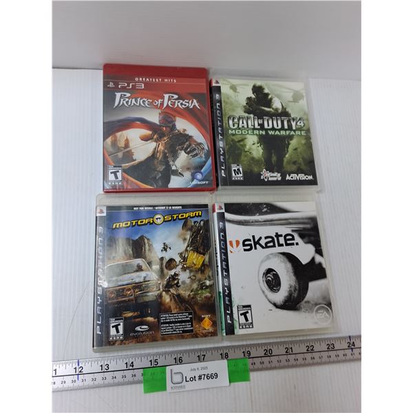 (4) Playstation 3 Games - Prince Of Persia, Call Of Duty 4 Modern Warefare, Skate, Misc