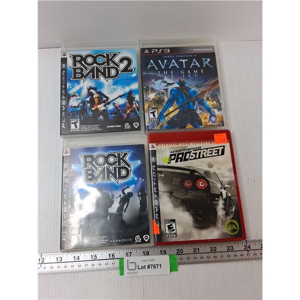 (4) PS3 Games - Rock Band, Rock Band 2, Pro Street, Misc