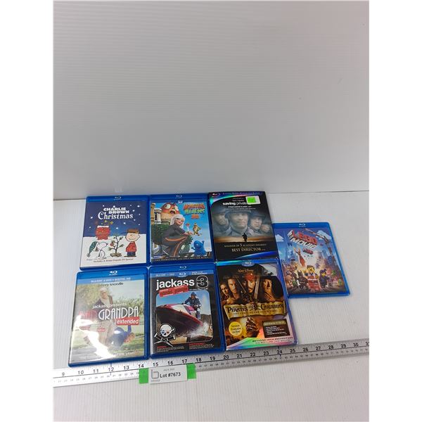 (7) Blue-Ray Discs - Saving Private Ryan, Jackass 3, Misc