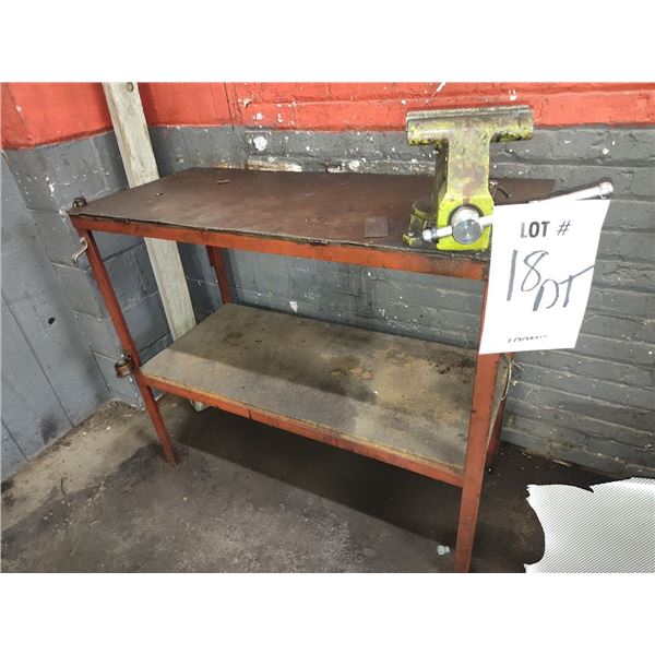 STEEL 2 SHELF WORK TABLE WITH WILTON VISE