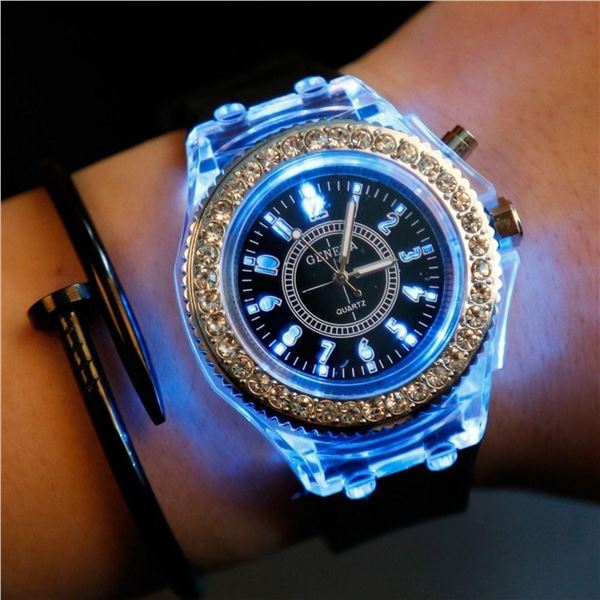 LED Light Up Colorful Silicone Quartz Wrist Watches (100 units)