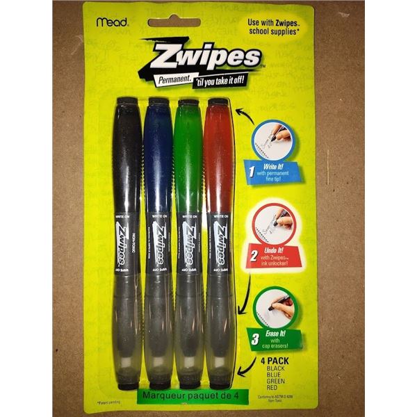 Mead Zwipes Erasable Permanent Markers