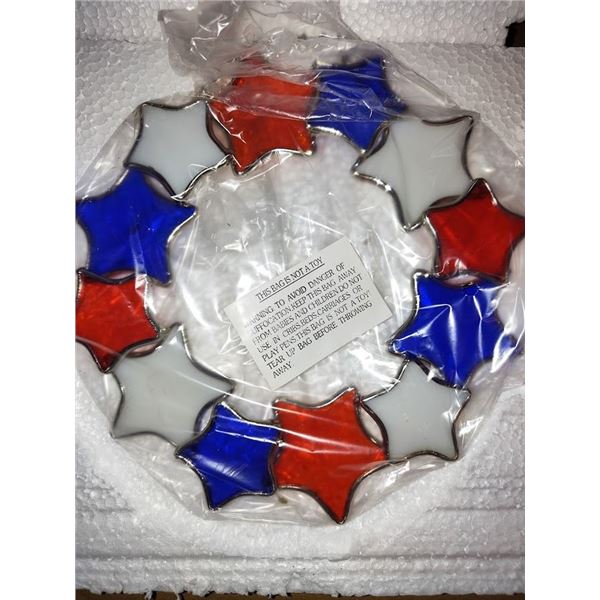 8" Patriotic Leaded Glass Suncatcher