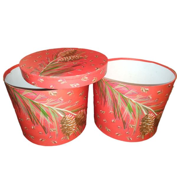 Large Holiday Round Storage & Gift Box With Lid