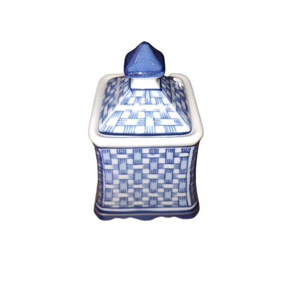 Flow Blue Porcelain Covered Storage Jar