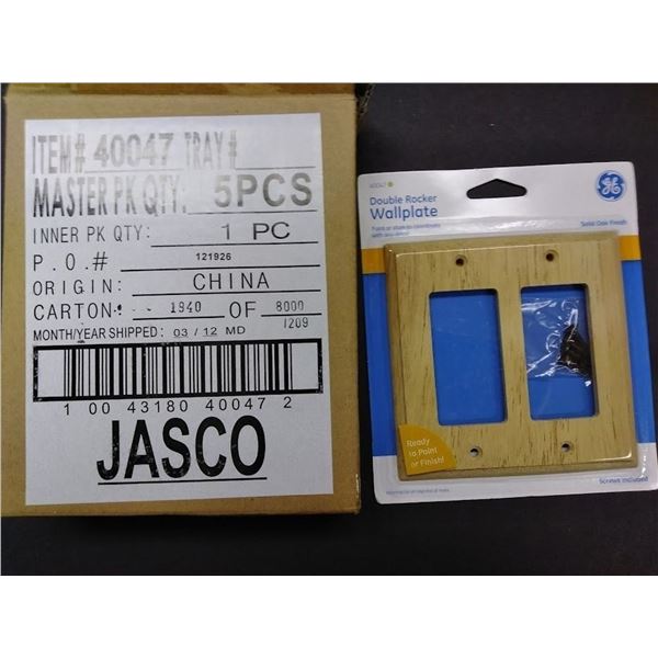 GE Oak Wood Double Wall Switch Plates