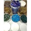 Image 1 : GLASS FLAT STONES AND GLASS MARBLES, USA MADE, ASSORTED SIZES AND COLORS (APPROX. 3lb's)
