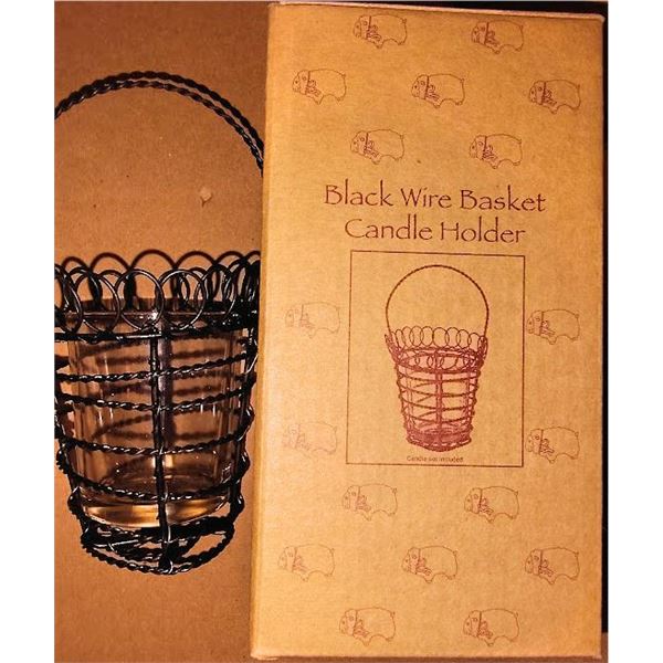 WIRE BASKET WITH GLASS VOTIVE CANDLE HOLDER/ MULTI USE BASKET (7" INCHES TALL)