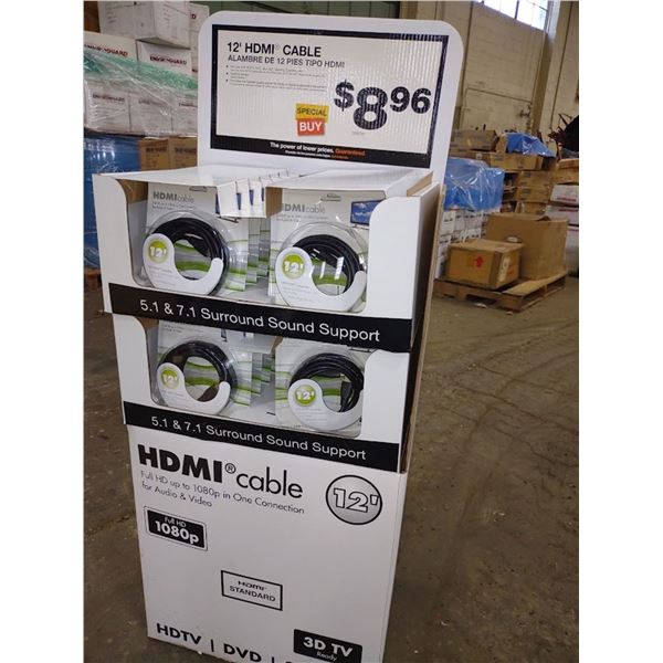 HDMI Cables - 12' / Full HD 3D / 1080p - New Factory Cases in Floor Display