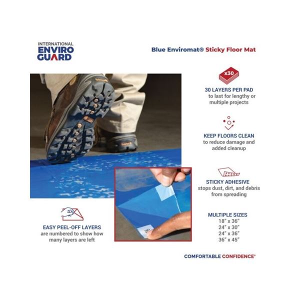 EVIROMATA 24" X 30" DISPOSABLE BLUE TACKY MAT- RETAIL $584.00 PER CASE
