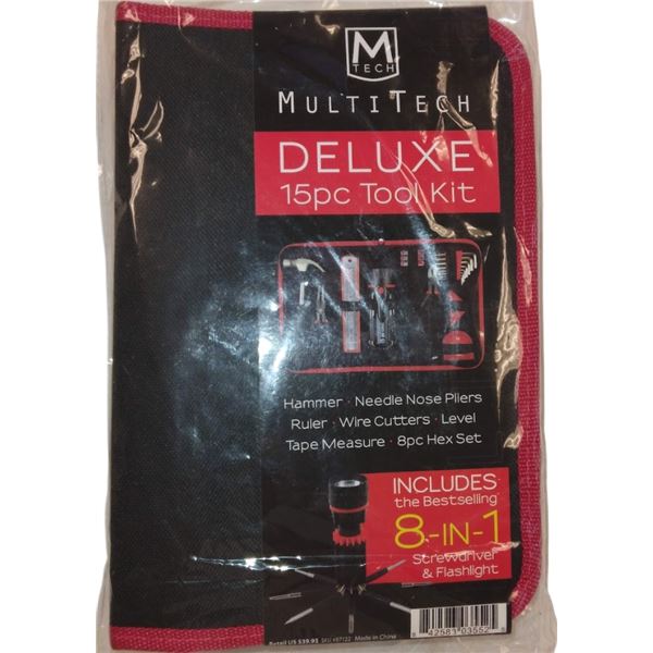 MULTI TECH DELUXE 15 PC. TOOL KIT - RETAIL VALUE $39.95