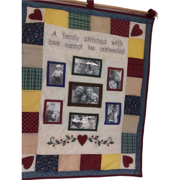 QUILTED FAMILY PHOTO COLLAGE WALL HANGING - RETAIL $24.99