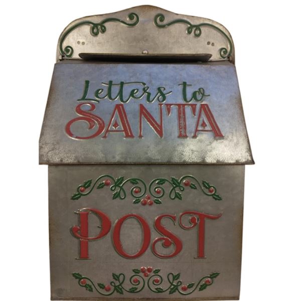 APPROX. 16" X 11" METAL CHRISTMAS "LETTERS TO SANTA" MAILBOX - RETAIL $39.99