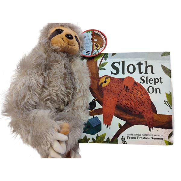 "THE SLOTH SLEPT ON"  BOOK &  PLUSH SLOTH - RETAIL $39.99